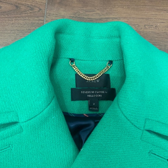 J Crew Bright Green Stadium Cloth coat - Picture 2 of 4